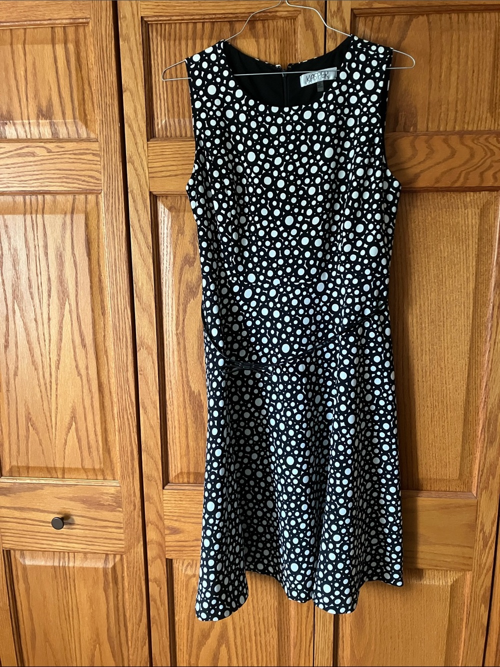 Kaspee Black & White Polka Dot Fit-and-Flare Dress